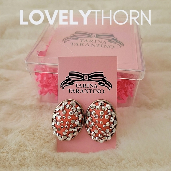 Tarina Tarantino Jewelry - TARINA TARANTINO // ltd ed coral-pink convex oval silver studs post earrings